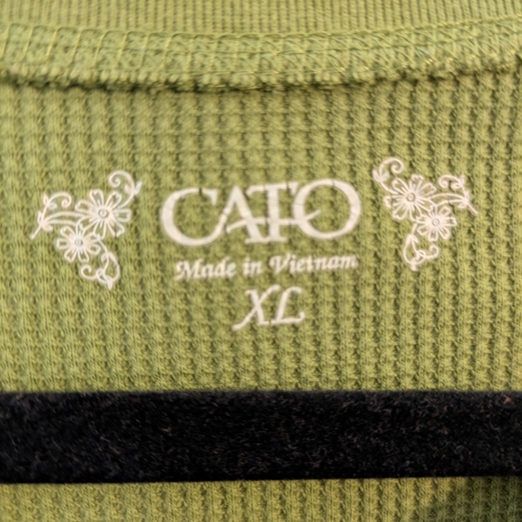 Cato Olive Waffle Knit Short Sleeve Top - Picture 2 of 4